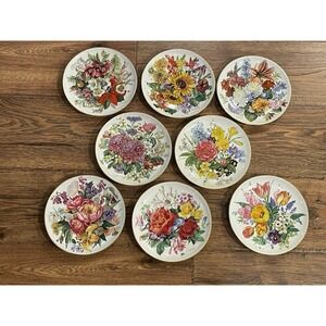 SET OF 8 Hutschenreuther Floral Collector Seasons Plates 1987 1988